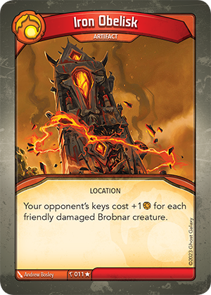 Iron Obelisk, a KeyForge card illustrated by Andrew Bosley