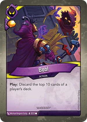 Boo!, a KeyForge card illustrated by Michael Angelo Dulay