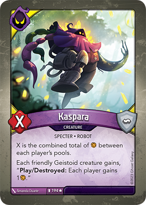 Kaspara, a KeyForge card illustrated by Amanda Duarte