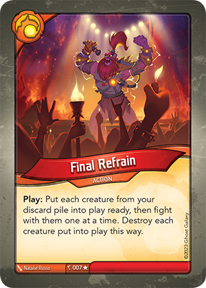 Final Refrain, a KeyForge card illustrated by Natalie Russo
