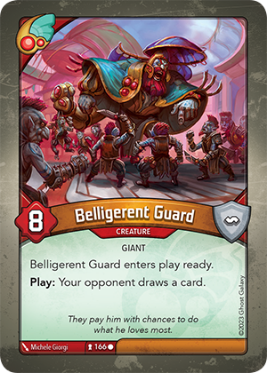 Belligerent Guard, a KeyForge card illustrated by Michele Giorgi
