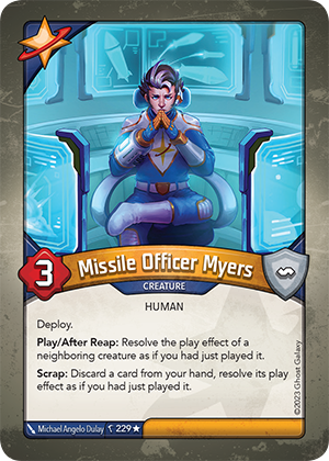 Missile Officer Myers, a KeyForge card illustrated by Human