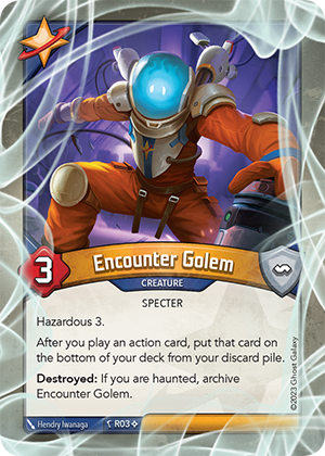 Encounter Golem, a KeyForge card illustrated by Hendry Iwanaga