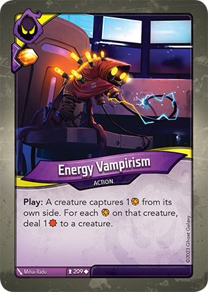 Energy Vampirism, a KeyForge card illustrated by Mihai Radu