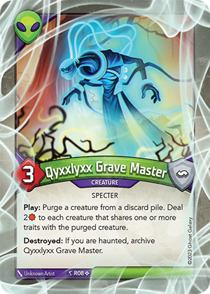Qyxxlyxx Grave Master, a KeyForge card illustrated by MadBoogie Creations