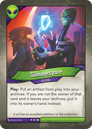 Glimmerspore, a KeyForge card illustrated by BalanceSheet