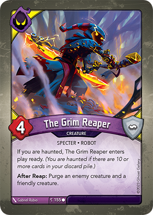 The Grim Reaper, a KeyForge card illustrated by Robot
