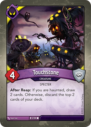 Touchstone, a KeyForge card illustrated by Ivan Tao