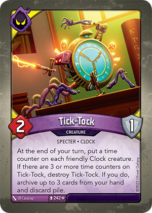 Tick-Tock, a KeyForge card illustrated by JB Casacop