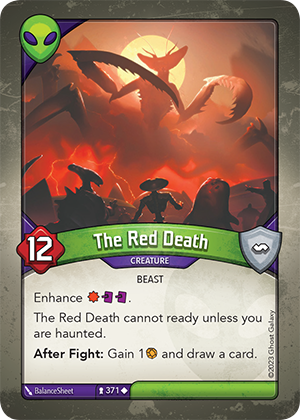 The Red Death, a KeyForge card illustrated by BalanceSheet