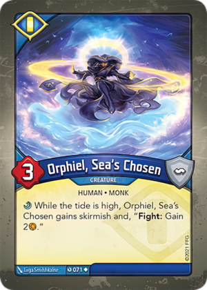Orphiel, Sea’s Chosen, a KeyForge card illustrated by Liiga Smilshkalne