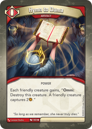 Hymn to Duma (Redemption), a KeyForge card illustrated by Caravan Studio