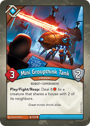 Mini Groupthink Tank, a KeyForge card illustrated by BalanceSheet