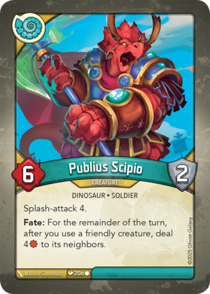 Publius Scipio, a KeyForge card illustrated by Dinosaur
