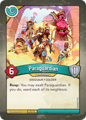 Paraguardian, a KeyForge card illustrated by Gabriel Rubio