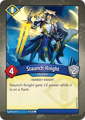 Staunch Knight, a KeyForge card illustrated by Mads Ahm