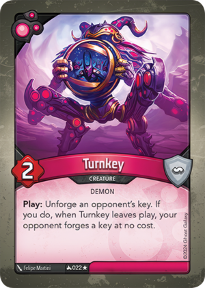 Turnkey, a KeyForge card illustrated by Demon