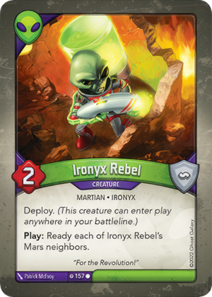 Ironyx Rebel, a KeyForge card illustrated by Patrick McEvoy