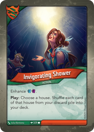 Invigorating Shower, a KeyForge card illustrated by Julia Alentseva
