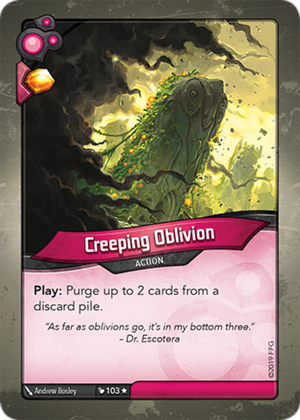 Creeping Oblivion, a KeyForge card illustrated by Andrew Bosley