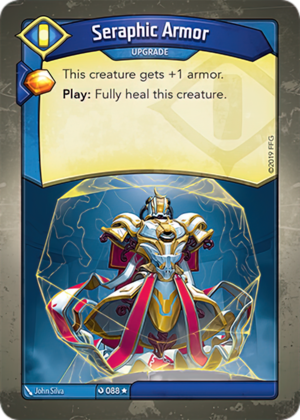Seraphic Armor, a KeyForge card illustrated by John Silva