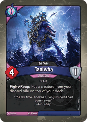 Taniwha (Evil Twin), a KeyForge card illustrated by Brolken