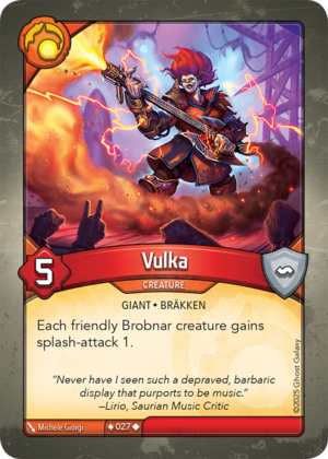 Vulka, a KeyForge card illustrated by Michele Giorgi