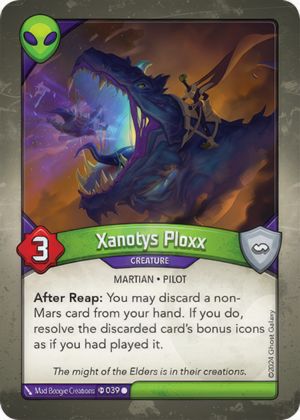 Xanotys Ploxx (Elders), a KeyForge card illustrated by Martian