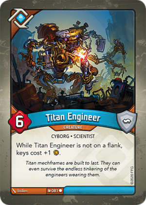 Titan Engineer, a KeyForge card illustrated by Brolken
