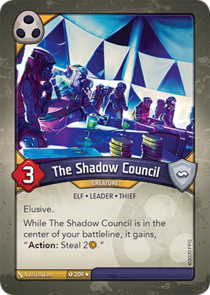 The Shadow Council, a KeyForge card illustrated by Nasrul Hakim