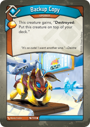 Backup Copy, a KeyForge card illustrated by Marko Fiedler