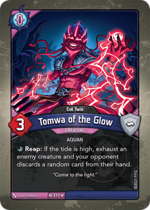 Tomwa of the Glow (Evil Twin), a KeyForge card illustrated by Lucas Firmino