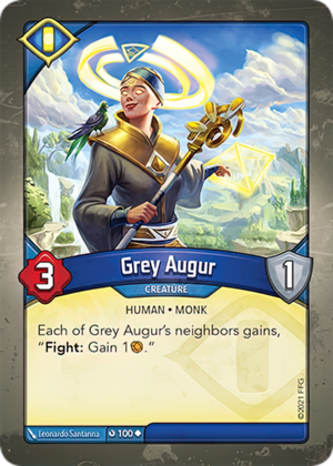 Grey Augur, a KeyForge card illustrated by Leonardo Santanna