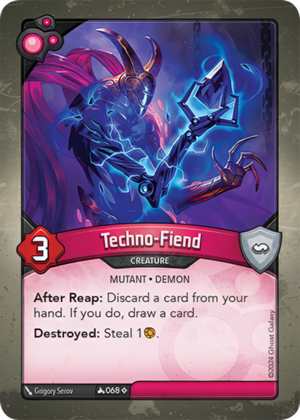 Techno-Fiend, a KeyForge card illustrated by Demon