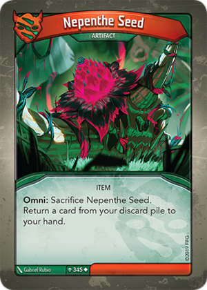 Nepenthe Seed, a KeyForge card illustrated by Gabriel Rubio