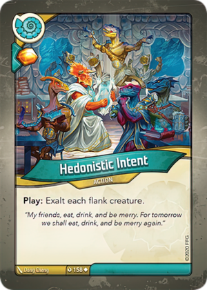 Hedonistic Intent, a KeyForge card illustrated by Dong Cheng