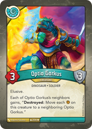 Optio Gorkus, a KeyForge card illustrated by Vladimir Kafanov