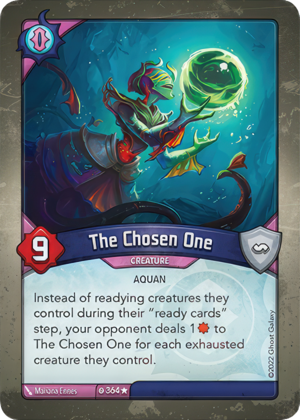 The Chosen One, a KeyForge card illustrated by Mariana Ennes