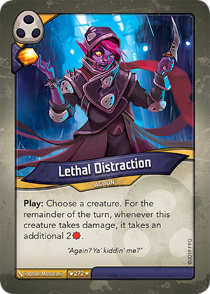 Lethal Distraction, a KeyForge card illustrated by Raphael Massarani