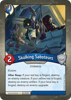 Skulking Saboteurs, a KeyForge card illustrated by Ronnie Price II