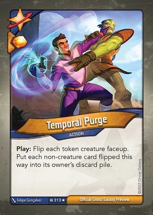 Temporal Purge, a KeyForge card illustrated by Felipe Gonçalves