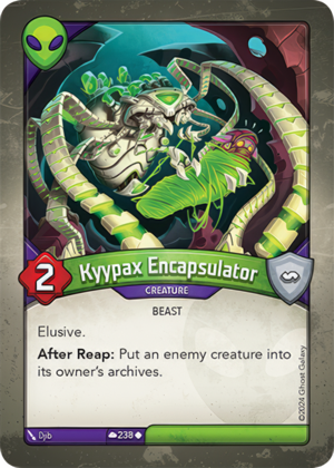 Kyypax Encapsulator, a KeyForge card illustrated by Djib