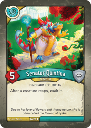 Senator Quintina, a KeyForge card illustrated by Dinosaur