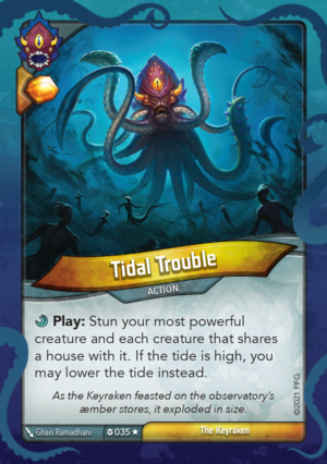 Tidal Trouble, a KeyForge card illustrated by Ghais Ramadhani