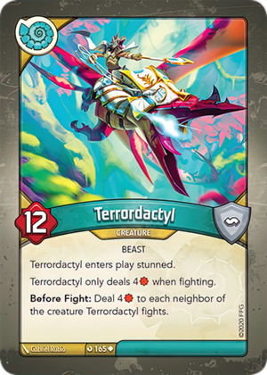 Terrordactyl, a KeyForge card illustrated by Gabriel Rubio