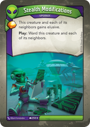 Stealth Modifications, a KeyForge card illustrated by Albert Fernández