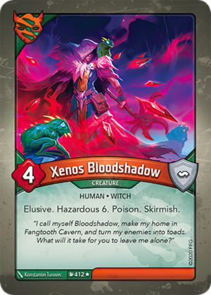 Xenos Bloodshadow, a KeyForge card illustrated by Konstantin Turovec