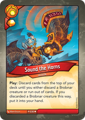 Sound the Horns, a KeyForge card illustrated by Albert Bruun