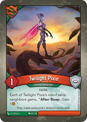 Twilight Pixie, a KeyForge card illustrated by Faerie