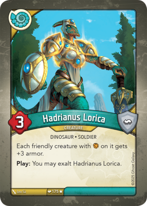 Hadrianus Lorica, a KeyForge card illustrated by Leo Sá